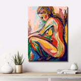 Paint by Numbers nude woman abstract colorful DIY art wall decor modern artwork