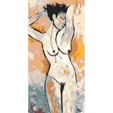 DIY Paint by Numbers Nude Woman Standing Minimalist Line Art Kit