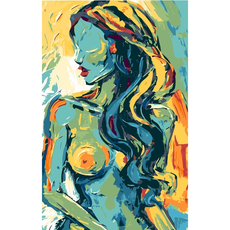 Paint by Numbers nude woman portrait colorful