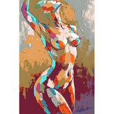 DIY Paint by Numbers Nude Woman Abstract Sitting Colorful Kit