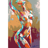 Paint by Numbers nude woman abstract colorful sitting