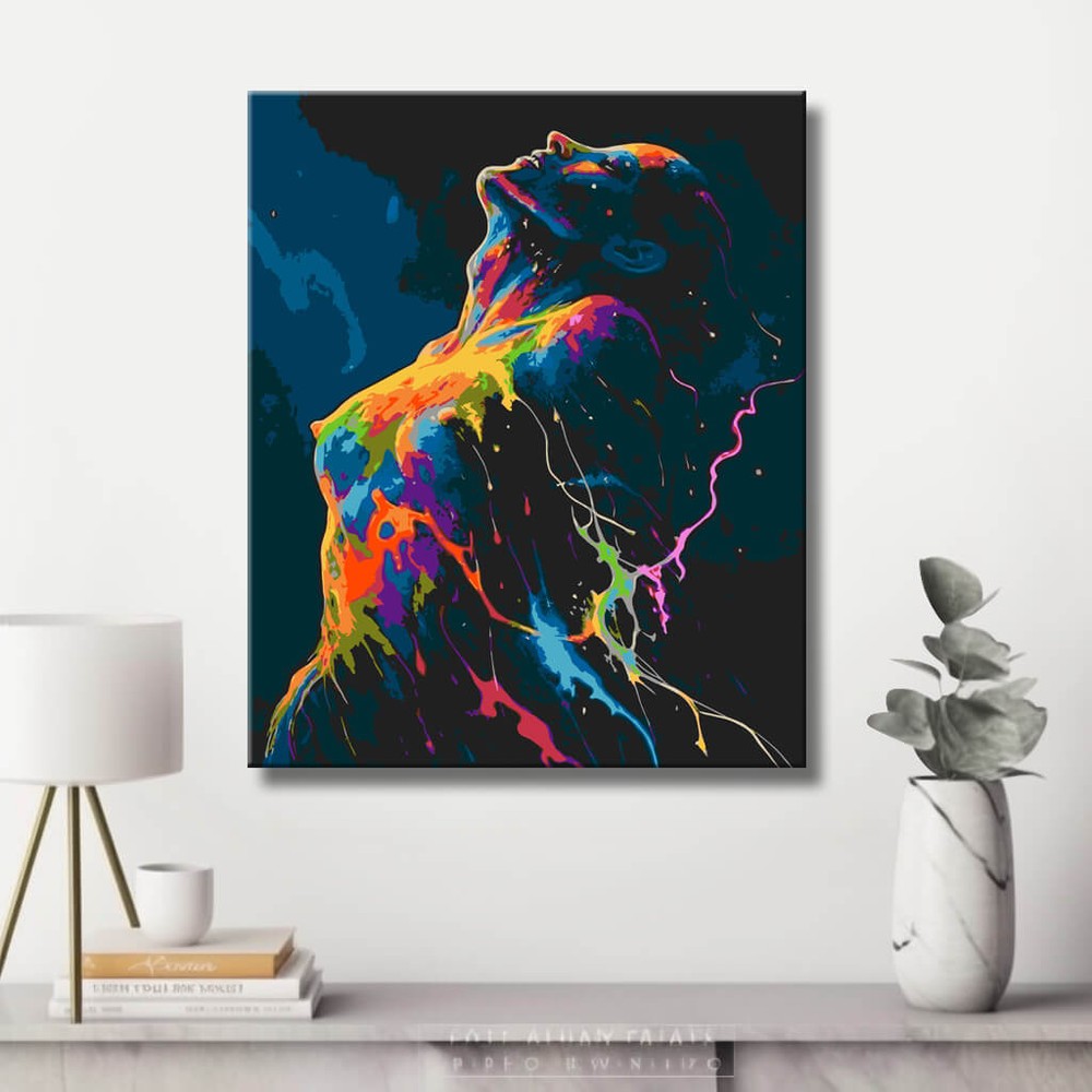 Paint by Numbers nude woman colorful dynamic DIY art wall decor modern artwork