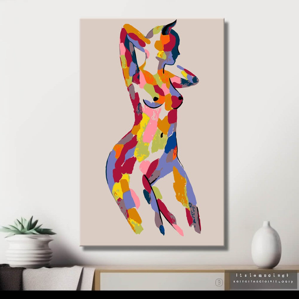 Paint by Numbers nude woman color block standing DIY art wall decor modern artwork