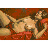 Paint by Numbers nude woman lying red