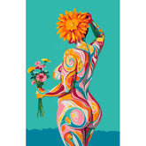 Paint by Numbers nude woman sunflower colorful back view