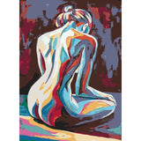 Paint by Numbers nude woman back colorful sitting