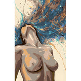 DIY Paint by Numbers Nude Woman Abstract Blue Background Kit