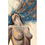 DIY Paint by Numbers Nude Woman Abstract Blue Background Kit