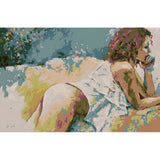 DIY Paint by Numbers Nude Woman Reclining Nature Flowers Soft Colors
