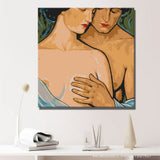 Nude couple embrace close up intimate DIY art wall decor modern artwork