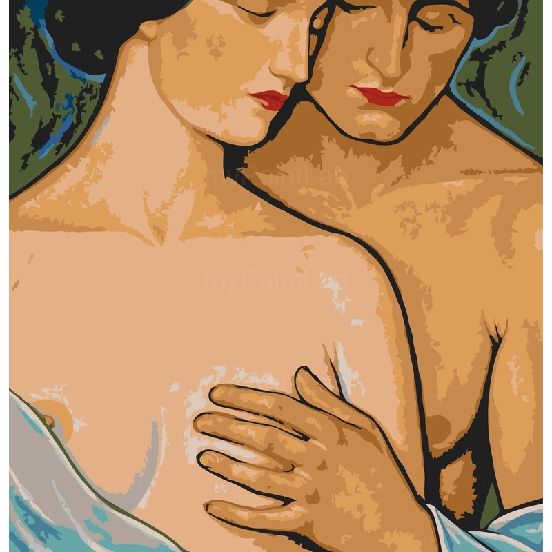 Nude couple embrace close up intimate