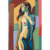 Nude woman side geometric colorful