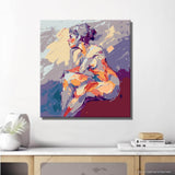 Nude woman sitting soft artistic DIY art wall decor modern artwork