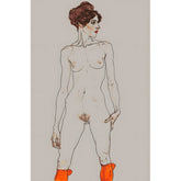 DIY Paint by Numbers Nude Woman Standing with Boots Minimalist Style