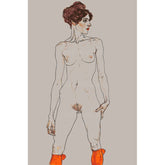 Nude woman standing minimalist boots