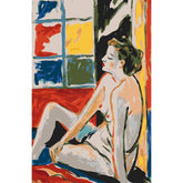 nude woman window sitting colorful