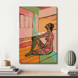 nude woman geometric sitting DIY art wall decor modern artwork