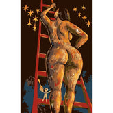 nude woman back ladder night