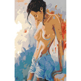 DIY Paint by Numbers Nude Woman with Jeans Modern Sensual Kit