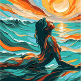 nude woman ocean sunset