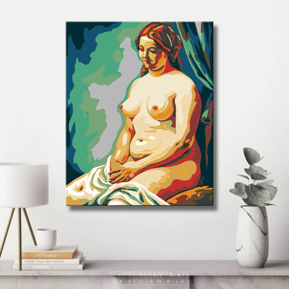 nude woman sitting soft classical DIY art wall decor modern artwork