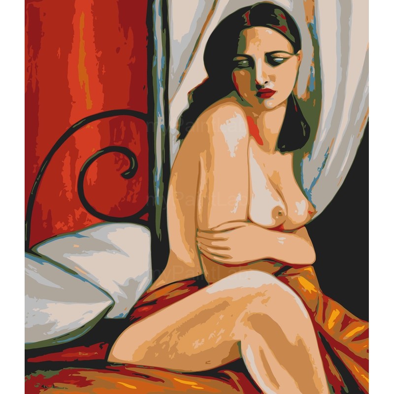nude woman bed sensual red