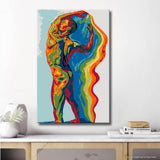 nude woman abstract blue green sitting DIY art wall decor modern artwork