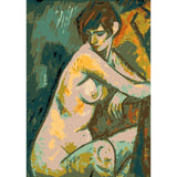 nude woman abstract green modern