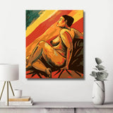 nude woman red leaves abstract DIY art wall decor modern artwork