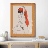 nude woman red cloth classical DIY art wall decor modern artwork