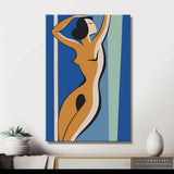 nude woman minimalist blue DIY art wall decor modern artwork
