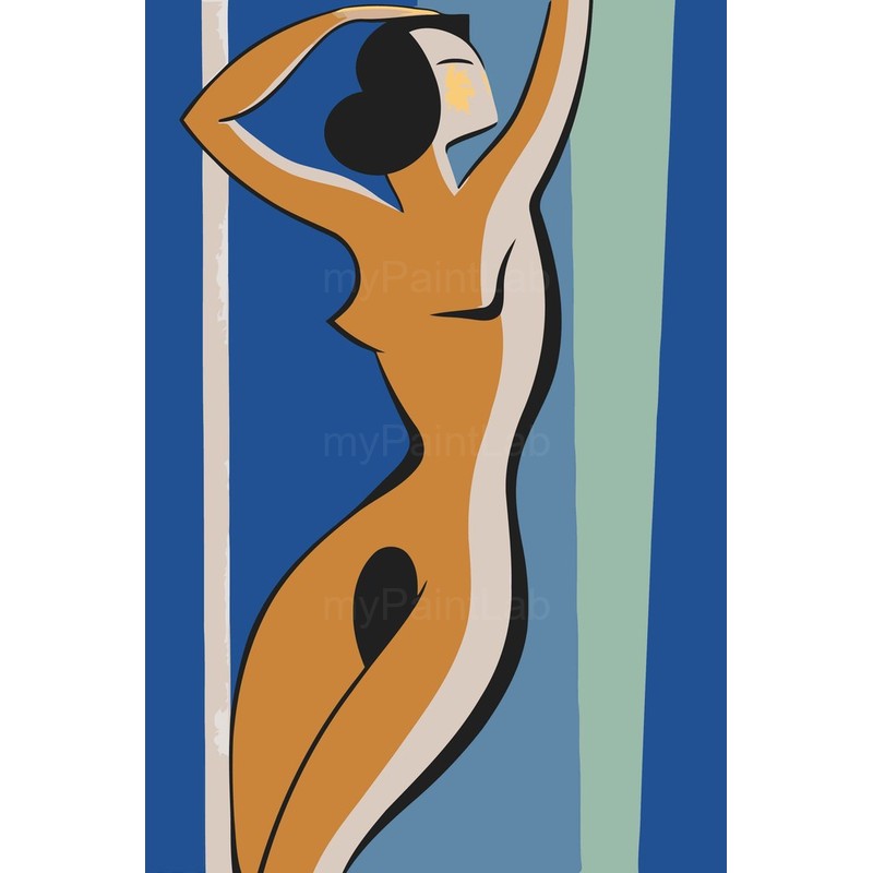 nude woman minimalist blue