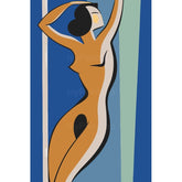 nude woman minimalist blue