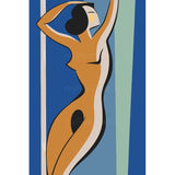 nude woman minimalist blue
