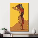 nude woman yellow contrast DIY art wall decor modern artwork