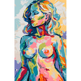 DIY Paint by Numbers Nude Woman Abstract Colorful Portrait