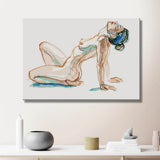 nude woman dynamic pose DIY art wall decor modern artwork