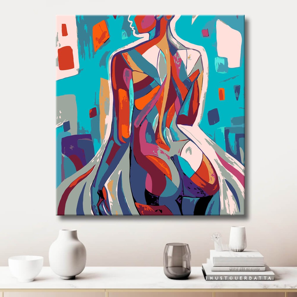 nude woman abstract colorful DIY art wall decor modern artwork