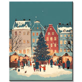 Paint by Numbers Christmas Illustration Christmas Village Snow