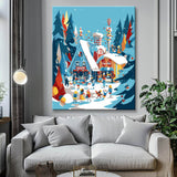 Paint by Numbers Christmas Illustration Christmas Village Art