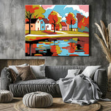 Paint by Numbers Art Illustration Autumn Trees Reflection in Water