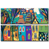 Painting by Numbers Art Illustration Colorful Houses 2-Panel