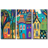 Painting by Numbers Art Illustration Colorful Houses 3-Panel