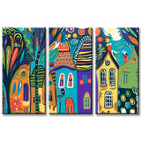 Painting by Numbers Art Illustration Colorful Houses 3-Panel