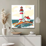 Painting by Numbers Art Illustration Lighthouse with White House