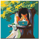 Painting by Numbers Art Illustration Squirrel with Laptop in Tree