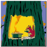Painting by Numbers Art Illustration Squirrel in The Tree While Cooking