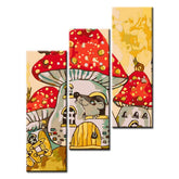 Painting by Numbers Art Illustration Toadstool House with Mouse, Butterfly and Snail 3-Panel-2