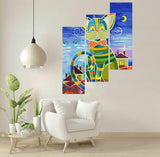 Painting by Numbers Art Illustration Colorful Big Cat 3-Panel