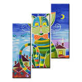 Painting by Numbers Art Illustration Colorful Big Cat 3-Panel